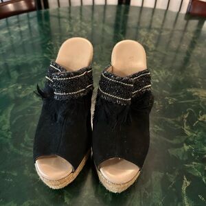 Black Espadrille Wedge Sandals